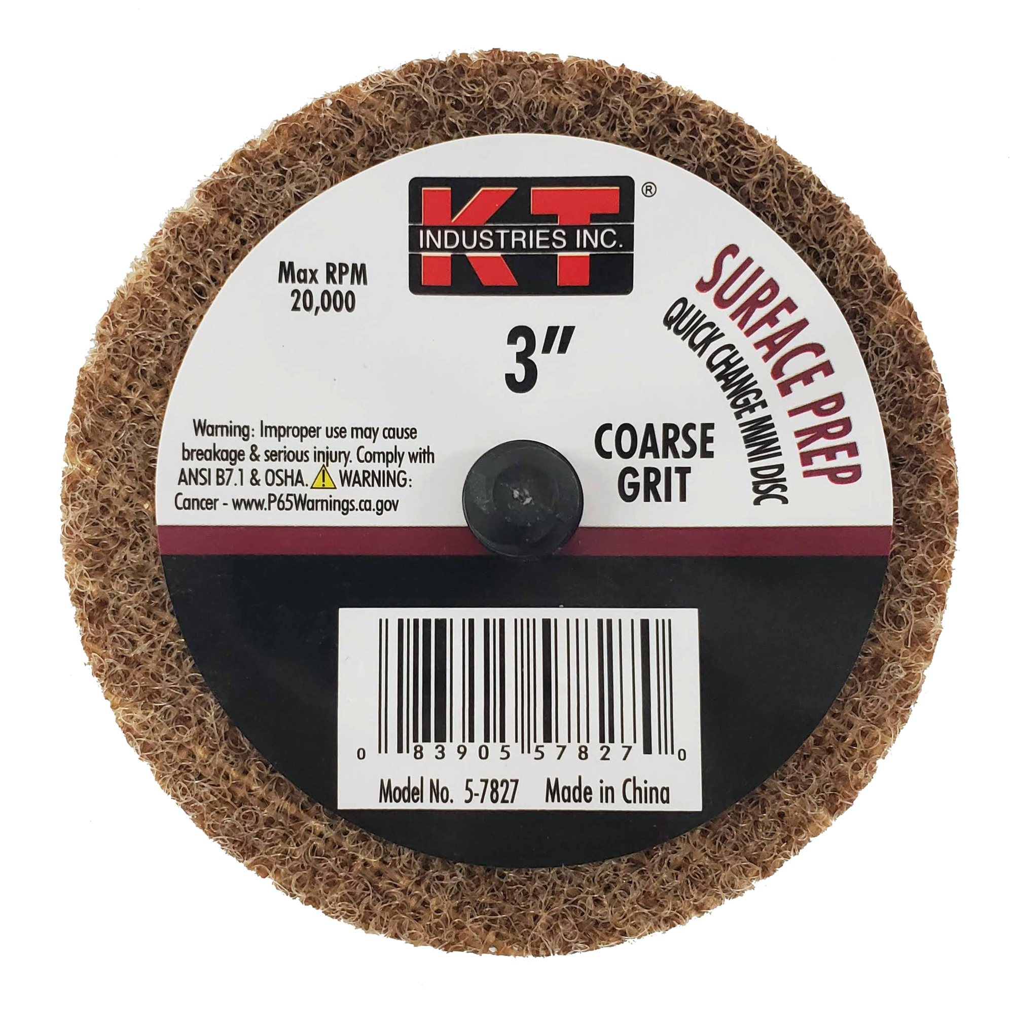 K-T Industries Mini Surface Prep Discs — 3in., Coarse Grit, Aluminum Oxide, 5 Pcs, Model# 5-7827
